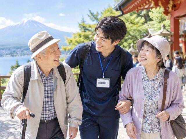 富士山と神社(外出サポートのイメージ)